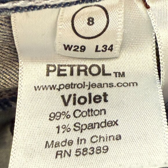 Petrol Distressed Denim Jeans 29x34 bootcut flare Low Rise Size 8 - Picture 14 of 16